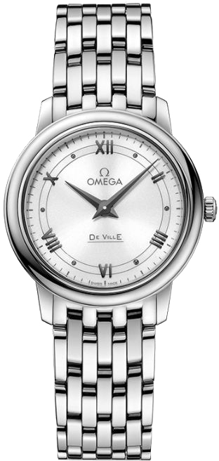 Omega De Ville Battery Operated Quartz White Ladies Watch 42410276004001 