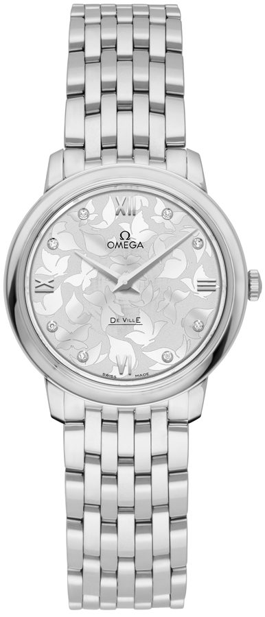 Omega De Ville Battery Operated Quartz Silver Ladies Watch 42410276052001 