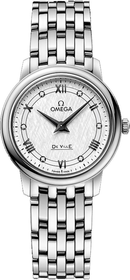 Omega De Ville Battery Operated Quartz Silver Ladies Watch 42410276052002 