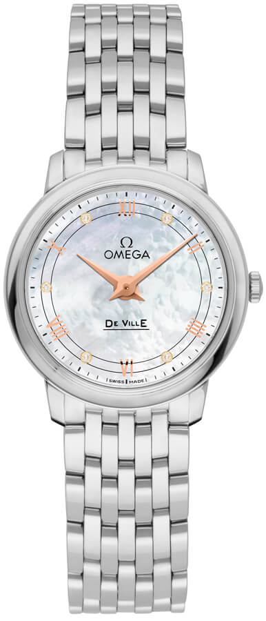 Omega De Ville Battery Operated Quartz Pearl White Ladies Watch 42410276055001 