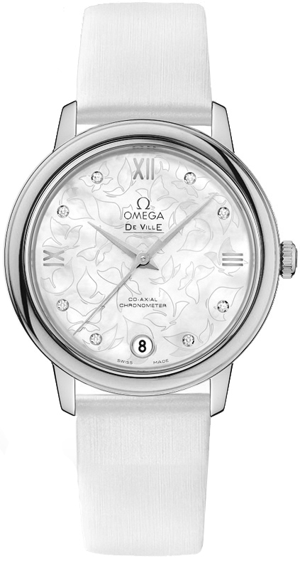 Omega De Ville Pearl White Ladies Watch 42412332055001 