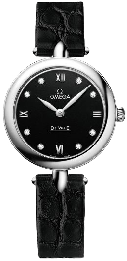 Omega De Ville Battery Operated Quartz Black Ladies Watch 42413276051001 