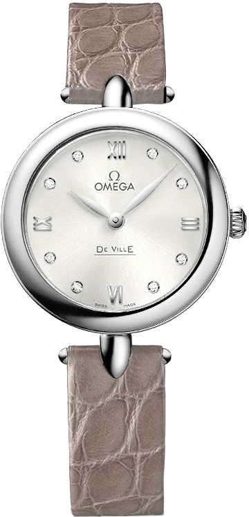 Omega De Ville Battery Operated Quartz Silver Ladies Watch 42413276052001 
