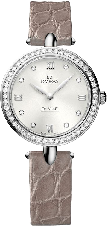 Omega De Ville Battery Operated Quartz Silver Ladies Watch 42418276052001 