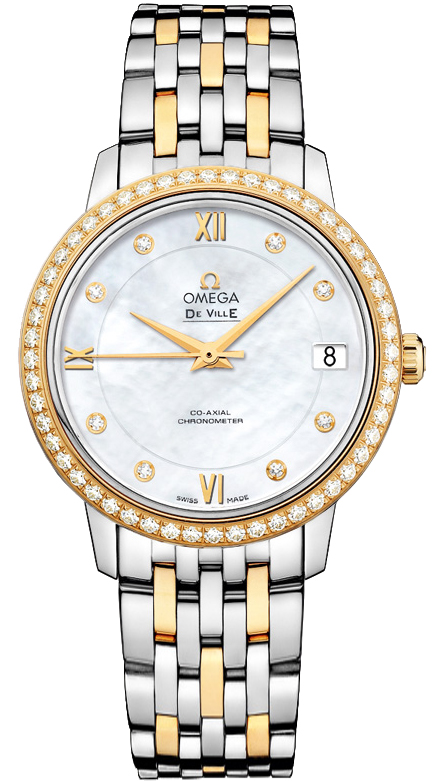 Omega De Ville Pearl White Ladies Watch 42425332055001 