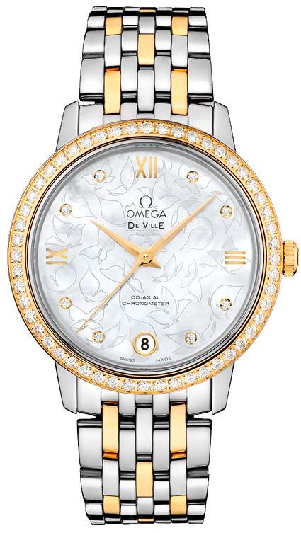 Omega De Ville Pearl White Ladies Watch 42425332055004 