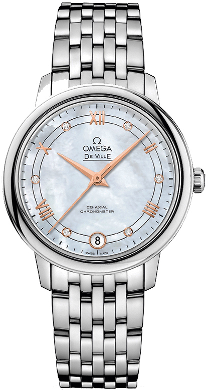 Omega De Ville Self winding Automatic Pearl White Ladies Watch 42410332055002 