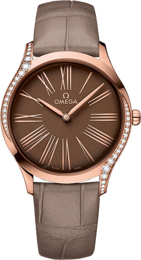 Omega De Ville Battery Operated Quartz Brown Ladies Watch 42858366013001 