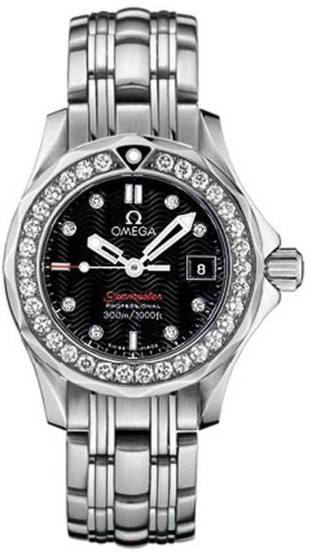 Omega Seamaster Battery Operated Quartz Black Ladies Watch 21215286151001 
