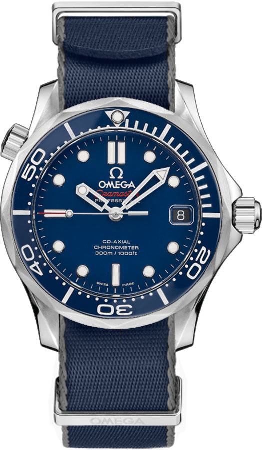 Omega Seamaster Self winding Automatic Chronometer Blue Mens Watch 21230362003001-NATO 