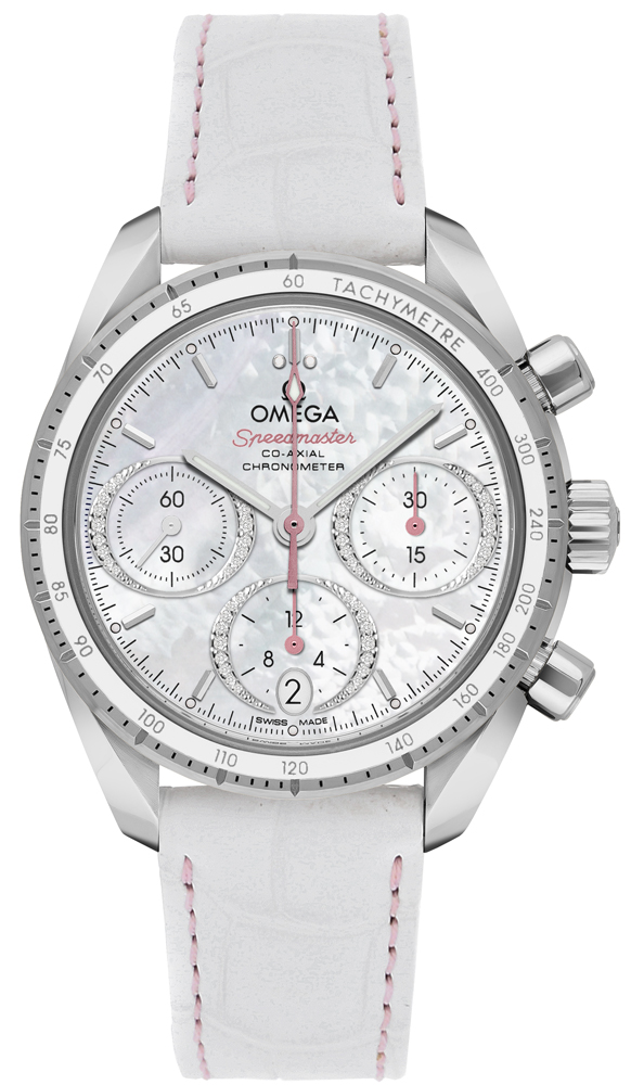 Omega Speedmaster Self winding Automatic Chronometer Pearl White Watch 32438385055001 