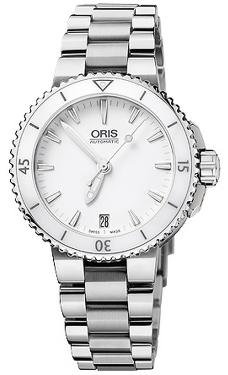 Oris Diving Self winding Automatic White Ladies Watch 73376524156MB 