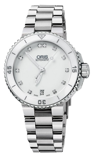 Oris Diving Self winding Automatic White Ladies Watch 73376524191MB 