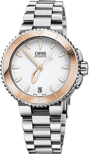 Oris Diving Self winding Automatic White Ladies Watch 73376524356MB 