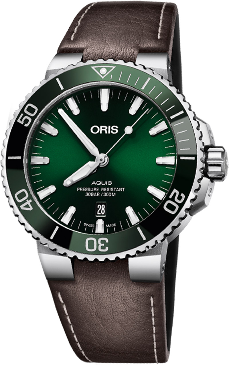 Oris Diving Self winding Automatic Green Mens Watch 73377304157LS 