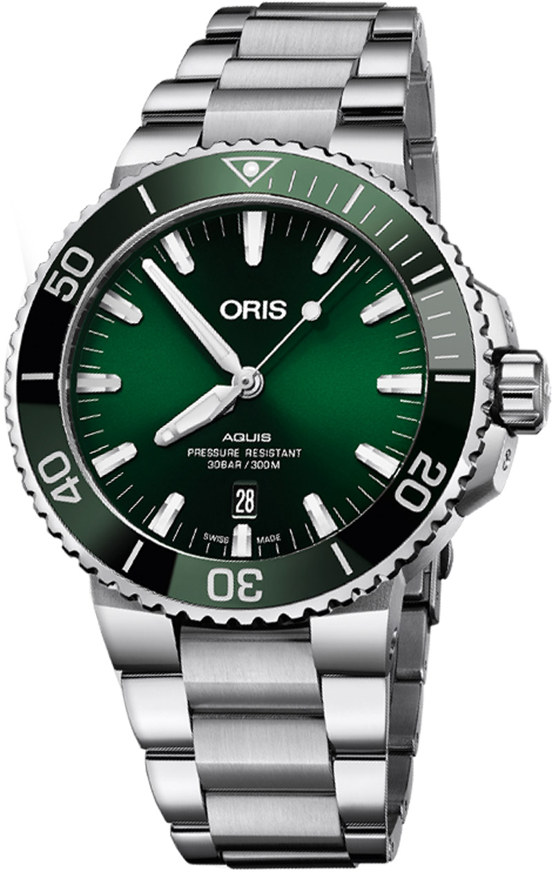 Oris Diving Self winding Automatic Green Mens Watch 73377304157MB 