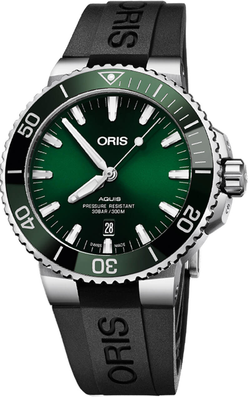 Oris Diving Self winding Automatic Green Mens Watch 73377304157RS 