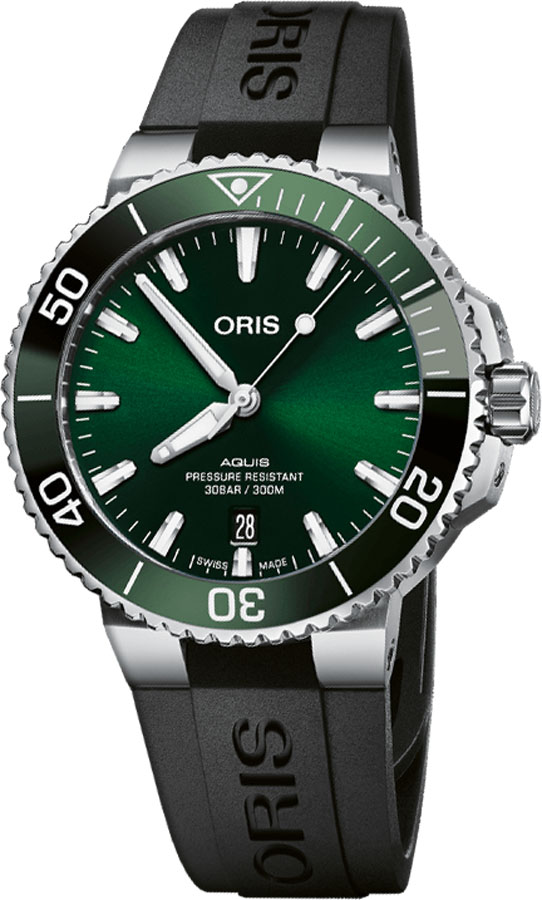Oris Diving Self winding Automatic Green Mens Watch 73377324157RS 