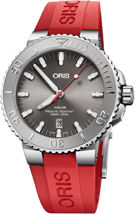 Oris Diving Self winding Automatic Grey Mens Watch 73377304153RS-RED 