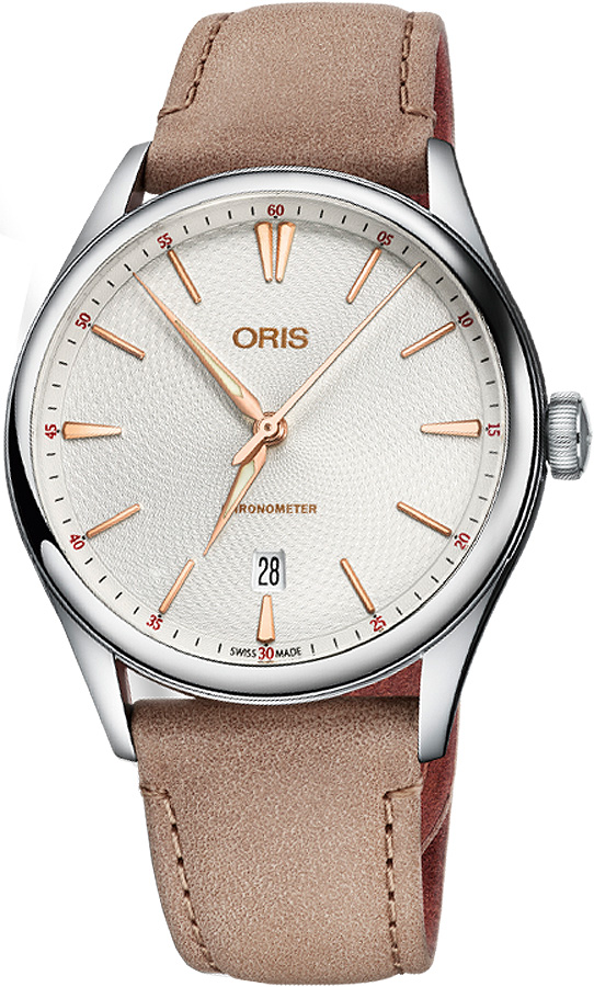 Oris Culture Self winding Automatic Chronometer Silver Mens Watch 73777214031LS-BEIGE 