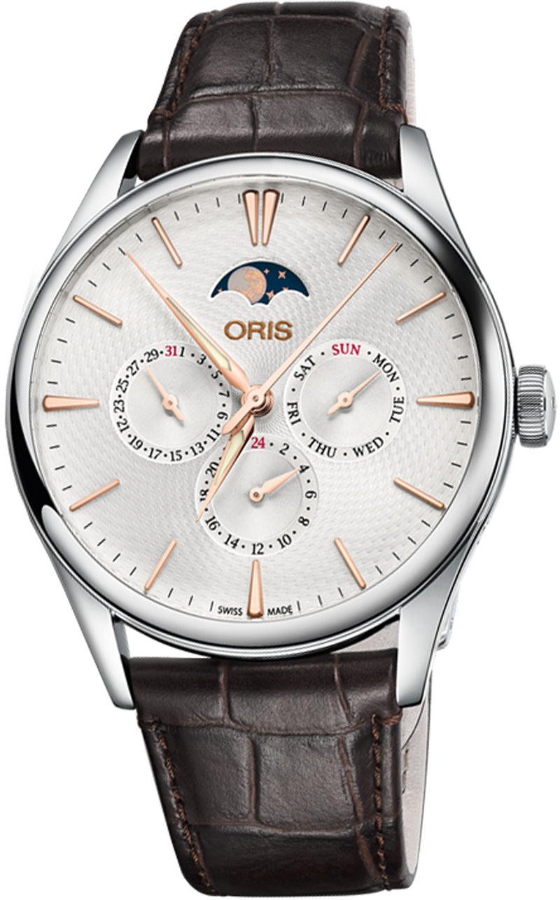 Oris Culture Self winding Automatic Silver Mens Watch 78177294031LS-BROWN 