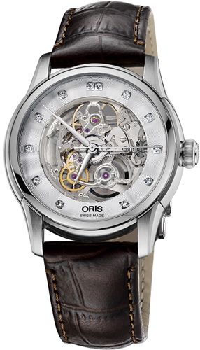 Oris Culture Self winding Automatic Silver Mens Watch 73476704019LS-BROWN 