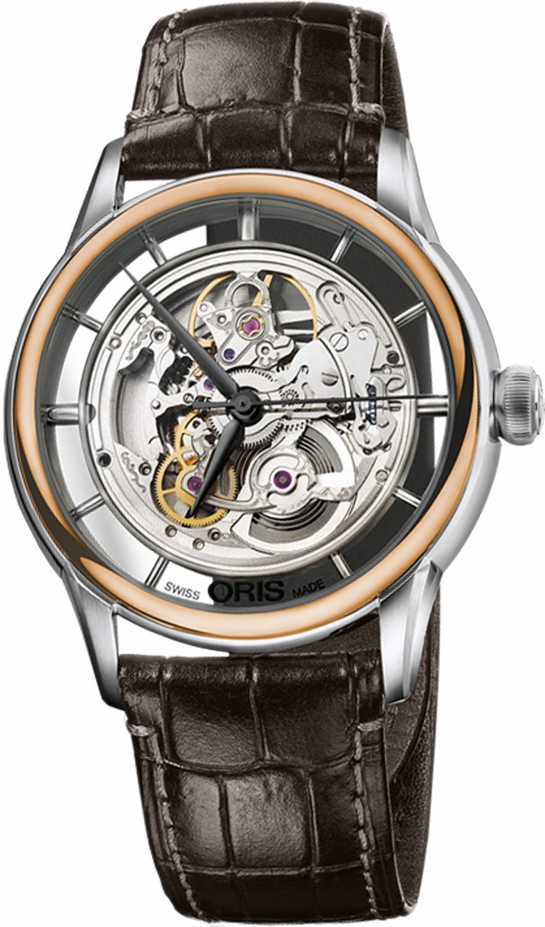 Oris Culture Self winding Automatic Skeleton Mens Watch 73476846351LS-BROWN 