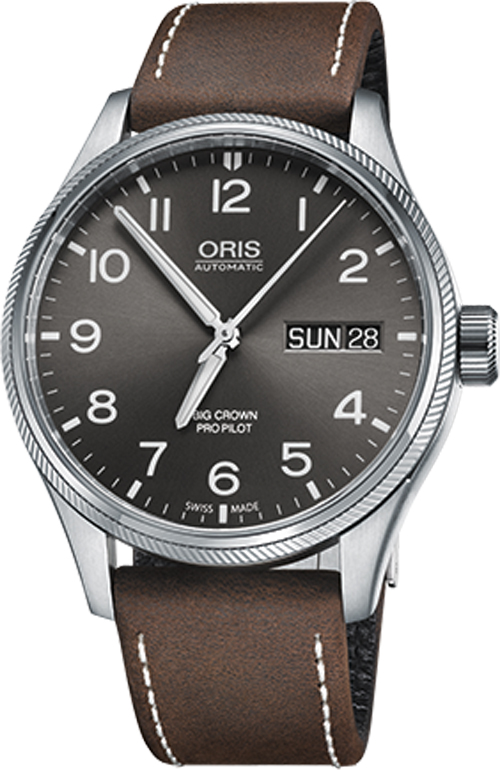 Oris Aviation Self winding Automatic Grey Mens Watch 75276984063LS-BROWN 