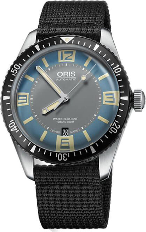 Oris Diving Self winding Automatic Blue Grey Mens Watch 73377074065FS 