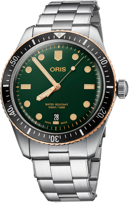 Oris Diving Self winding Automatic Green Mens Watch 73377074357MB 