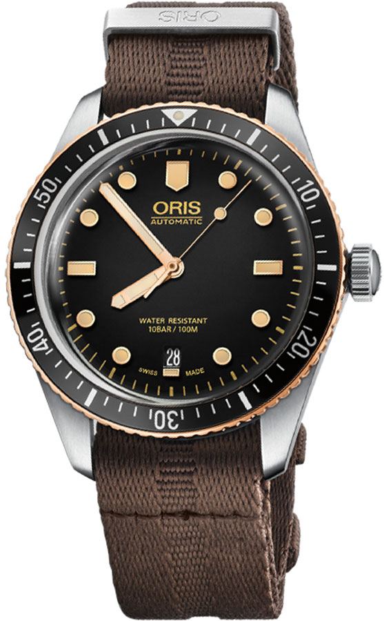 Oris Diving Self winding Automatic Black Mens Watch 73377074354FS 
