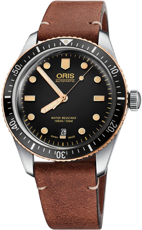 Oris Diving Self winding Automatic Black Mens Watch 73377074354LS 