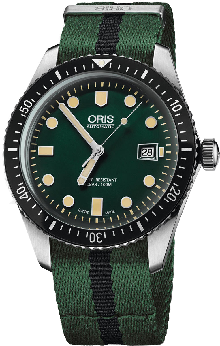 Oris Diving Self winding Automatic Green Mens Watch 73377204057FS 
