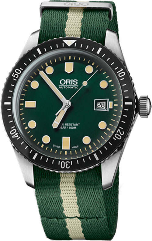 Oris Diving Self winding Automatic Green Mens Watch 73377204057FS-WHITE 
