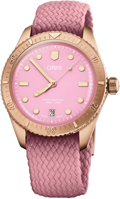 Oris Diving Self Winding Automatic Pink Ladies Watch 73377713158FS 