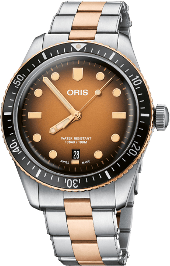 Oris Diving Self winding Automatic Brown Mens Watch 73377074356MB 