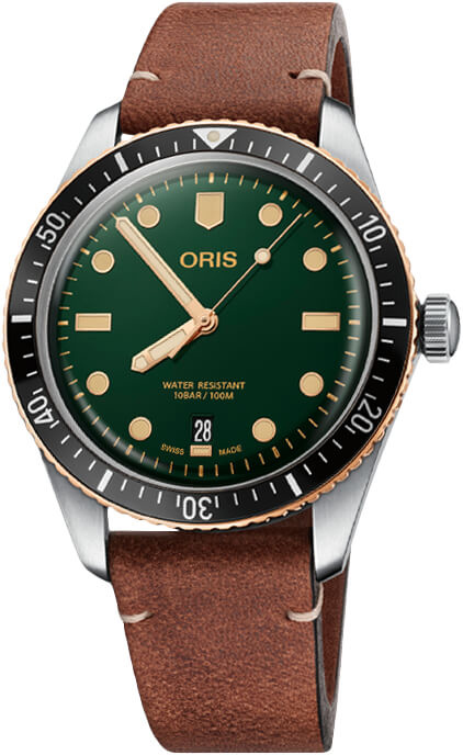 Oris Diving Self winding Automatic Green Mens Watch 73377074357LS 