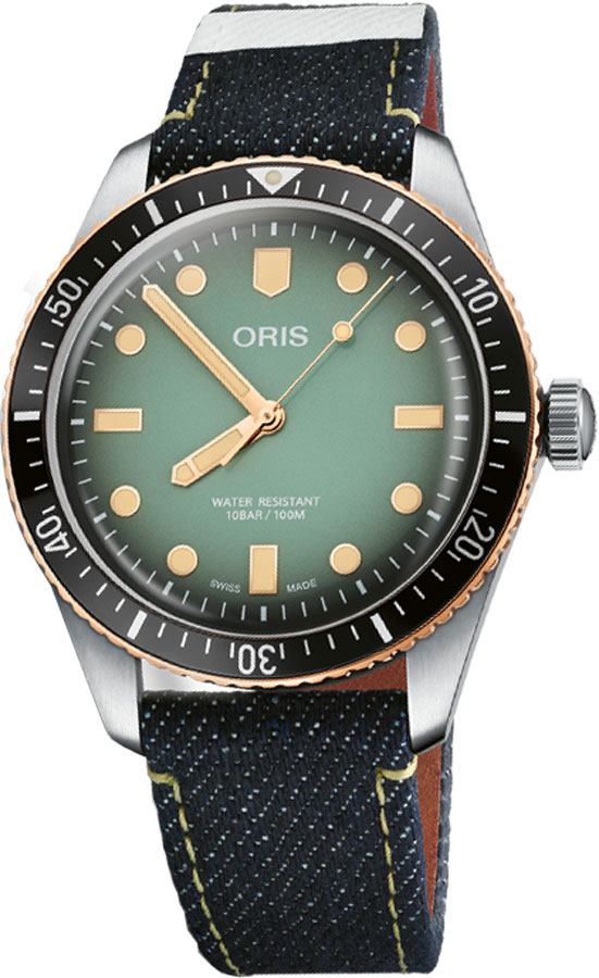 Oris Diving Self winding Automatic Green Mens Watch 73377074337FS 