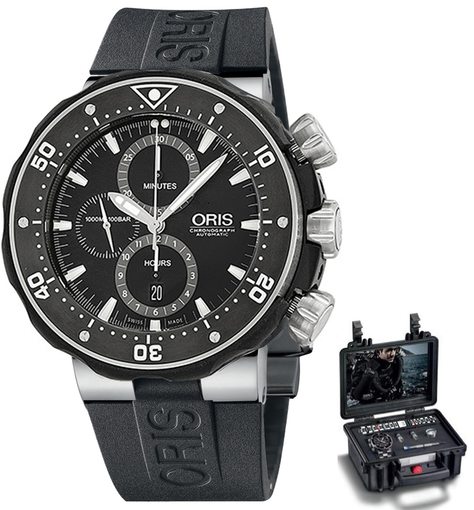 Oris Diving Self winding Automatic Black Mens Watch 77476837154RS-MB 