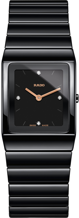 Rado Ceramica Battery Operated Quartz Black Ladies Watch R21702722 