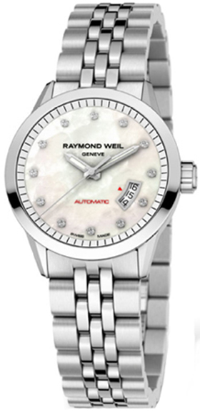 Raymond Weil Freelancer Self winding Automatic Pearl White Ladies Watch 2430-ST-97081 
