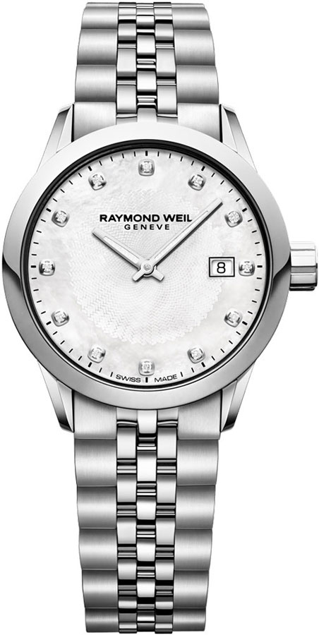 Raymond Weil Freelancer Battery Operated Quartz Pearl White Ladies Watch 5629-ST-97081 