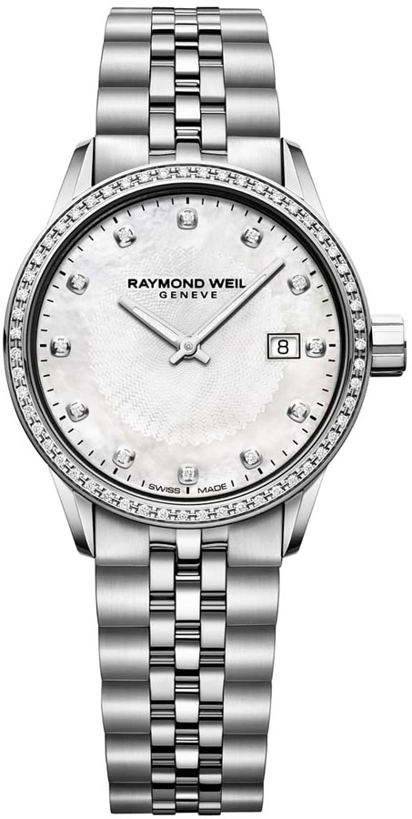 Raymond Weil Freelancer Battery Operated Quartz Pearl White Ladies Watch 5629-STS-97081 