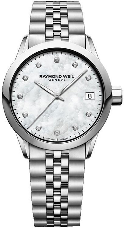 Raymond Weil Freelancer Battery Operated Quartz Pearl White Ladies Watch 5634-ST-97081 