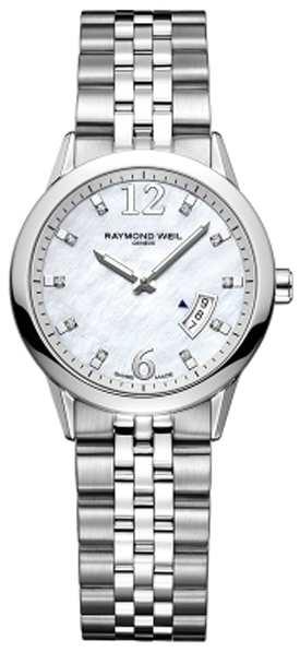 Raymond Weil Freelancer Battery Operated Quartz Pearl White Ladies Watch 5670-ST-05985 