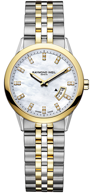 Raymond Weil Freelancer Battery Operated Quartz Pearl White Ladies Watch 5670-STP-97091 