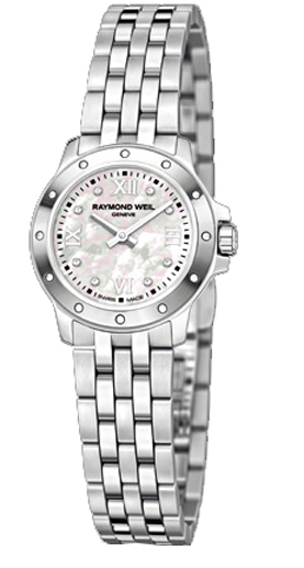 Raymond Weil Tango Battery Operated Quartz Pearl White Ladies Watch 5799-ST-00995 