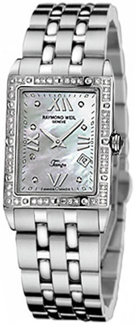 Raymond Weil Tango Battery Operated Quartz Pearl White Ladies Watch 5981-STS-97650 