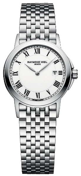 Raymond Weil Tradition Battery Operated Quartz White Ladies Watch 5966-ST-00300 