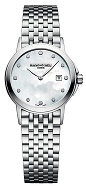 Raymond Weil Tradition Battery Operated Quartz White Ladies Watch 5966-ST-97001 